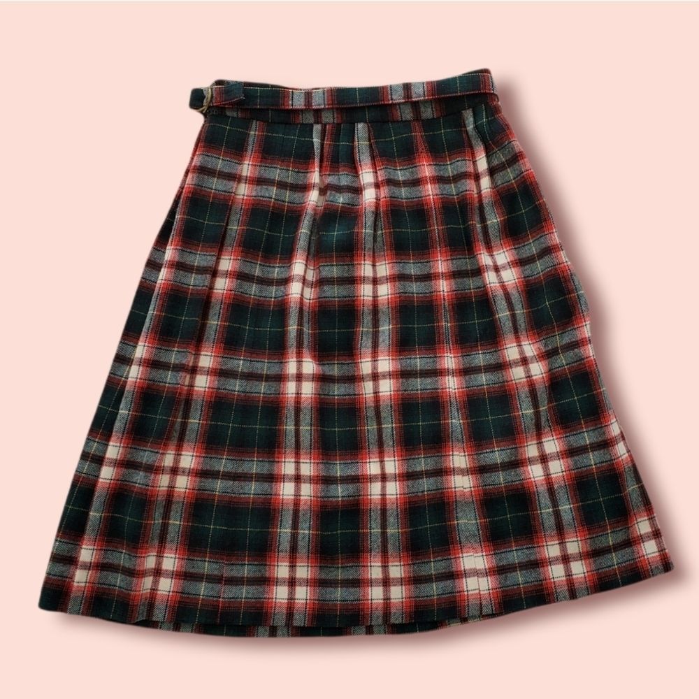 Vintage Pendleton | Plaid Belted Wool Midi Skirt